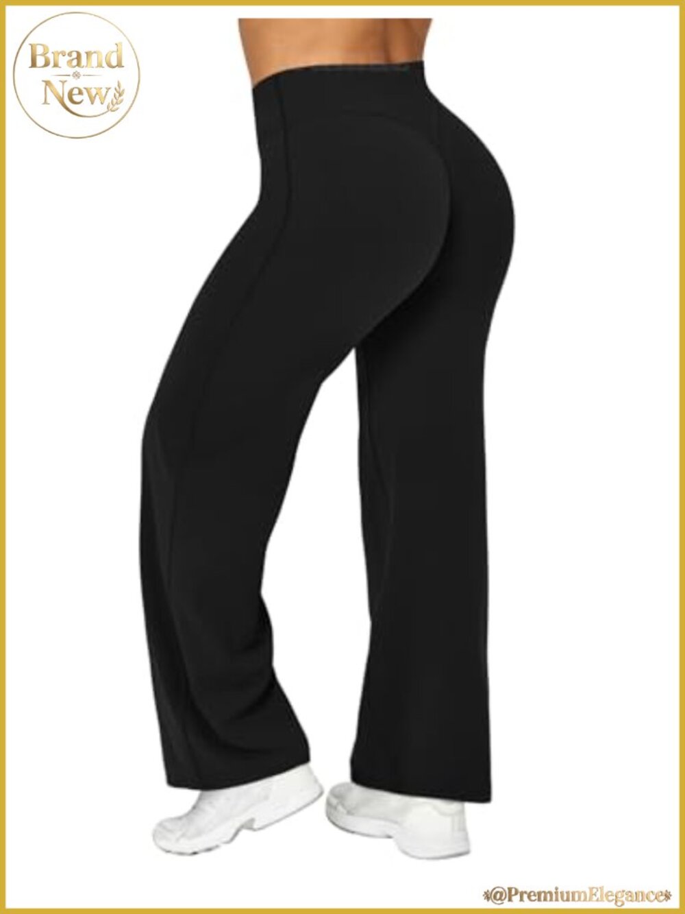 Ieumaz Wide Leg High Waist Leggings Nylon Spandex Tummy Control Yoga Gym